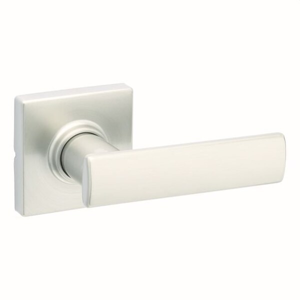Breton Lever with Square Rose Passage Door Lock with 6AL Latch and RCS Strike Satin Nickel Finish
